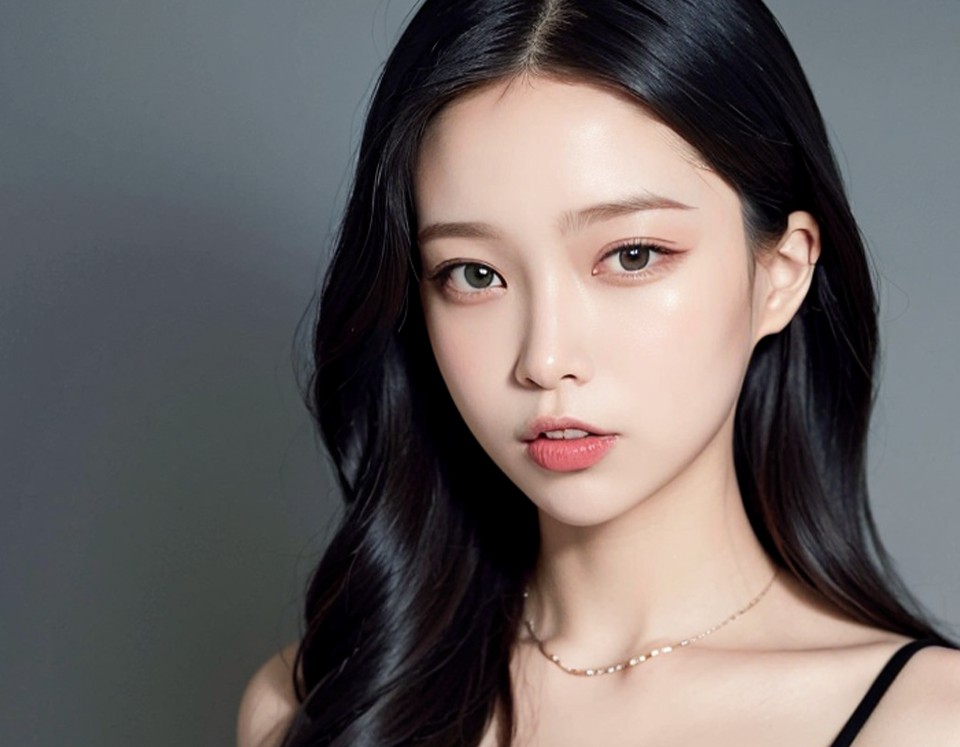 깨끗하고 맑은 피부를 가진 여성 이미지