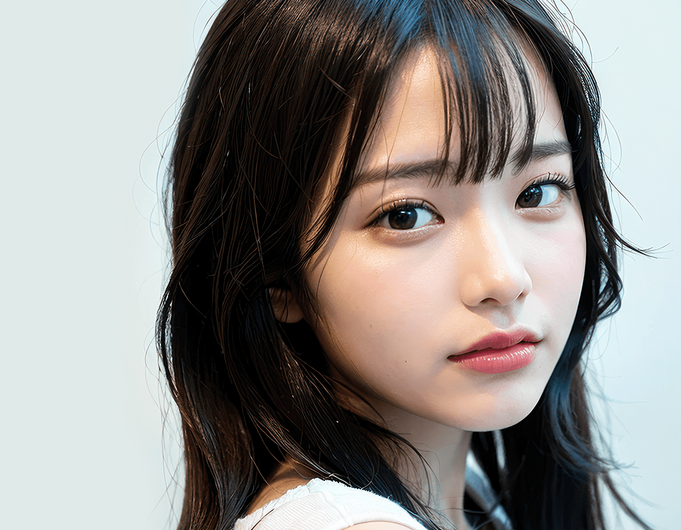 깨끗하고 맑은 피부를 가진 여성 이미지