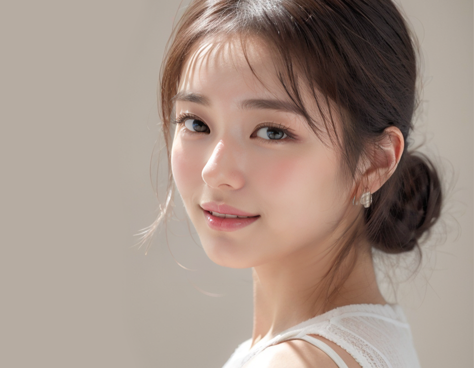 깨끗하고 맑은 피부를 가진 여성 이미지