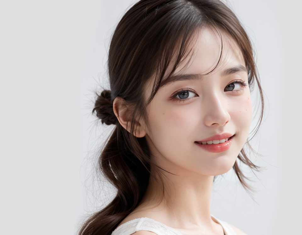 깨끗하고 맑은 피부를 가진 여성 이미지